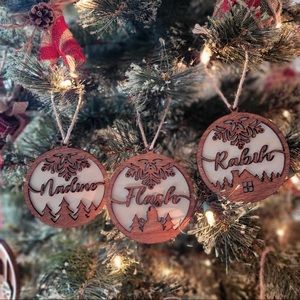 Christmas holiday name ornaments personalized